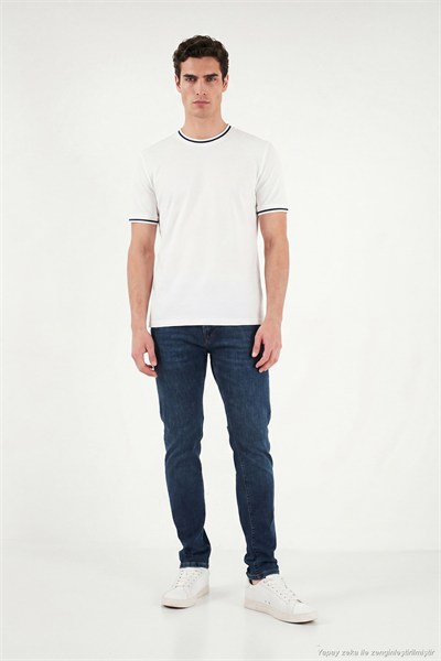 Pamuklu Regular Fit Şerit Detaylı Erkek T Shirt 5904089 BEYAZ
