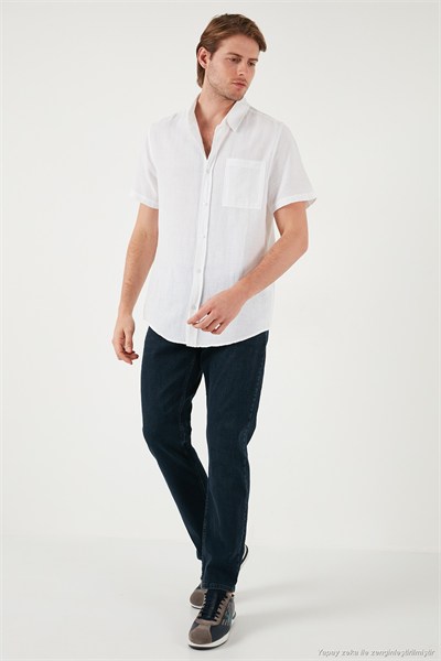 Pamuklu Regular Fit Tek Cepli Kısa Kol Erkek Gömlek CF25S128230 BEYAZ