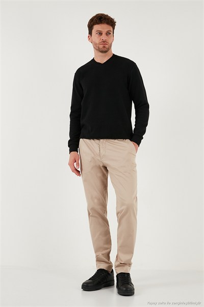 Pamuklu Regular Fit V Yaka Erkek Kazak 456202 V SİYAH