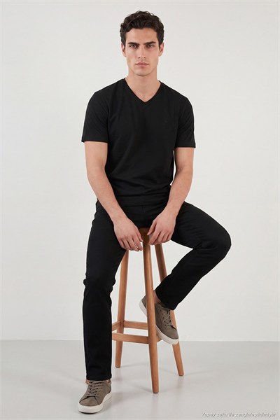Pamuklu Regular Fit V Yaka Erkek T Shirt 5902719 SİYAH