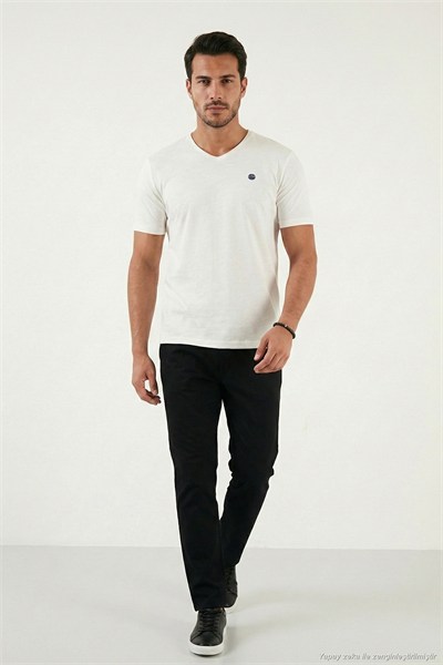 Pamuklu Regular Fit V Yaka Erkek T Shirt 5902719 EKRU