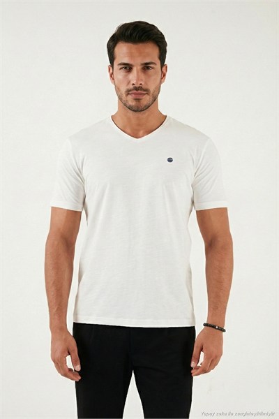 Pamuklu Regular Fit V Yaka Erkek T Shirt 5902719 EKRU