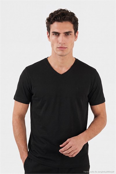 Pamuklu Regular Fit V Yaka Erkek T Shirt 5902719 SİYAH