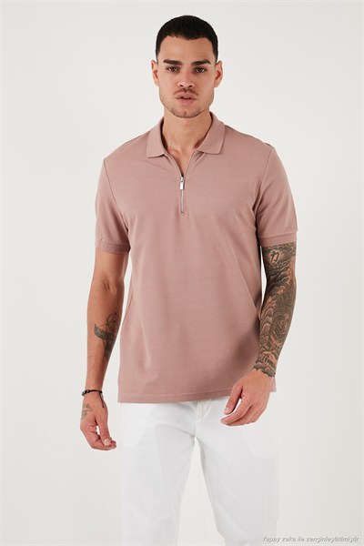 Pamuklu Regular Fit Yarım Fermuarlı 3lü Paket Erkek Polo Yaka T Shirt 5902915S3 Pudra-Beyaz-Kül