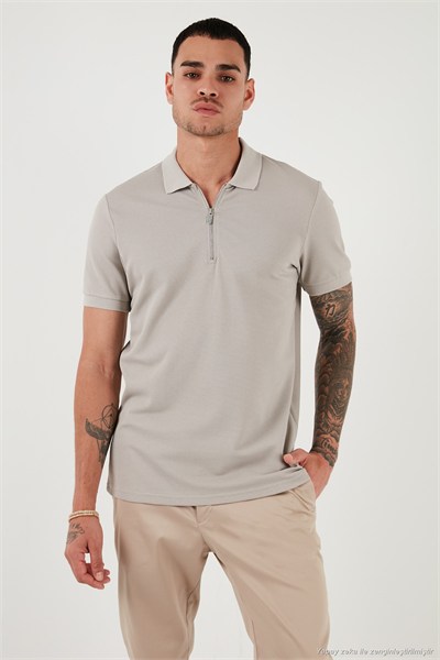 Pamuklu Regular Fit Yarım Fermuarlı 3lü Paket Erkek Polo Yaka T Shirt 5902915S3 Pudra-Gri-Mavi