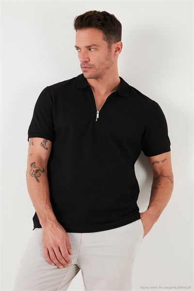 Pamuklu Regular Fit Yarım Fermuarlı 3lü Paket Erkek Polo Yaka T Shirt 5902434S3 Siyah-Siyah-Ekru