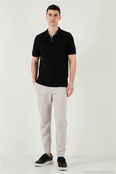 Pamuklu Regular Fit Yarım Fermuarlı 3lü Paket Erkek Polo Yaka T Shirt 5903008S3 Siyah-Saks-Toprak