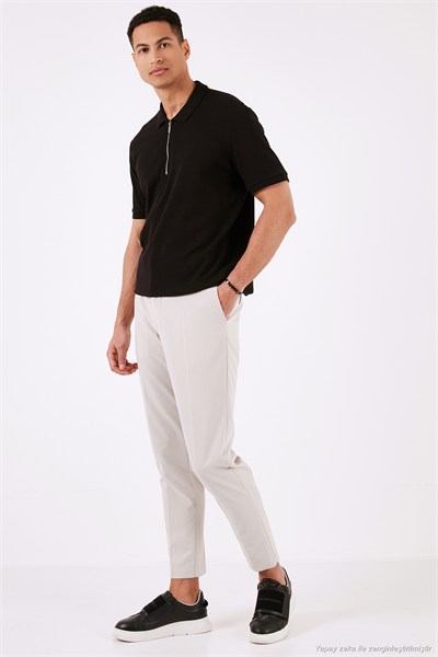 Pamuklu Regular Fit Yarım Fermuarlı 3lü Paket Erkek Polo Yaka T Shirt 5902738S3 Siyah-Ekru-İndigo