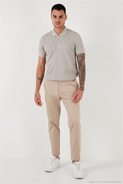 Pamuklu Regular Fit Yarım Fermuarlı 3lü Paket Erkek Polo Yaka T Shirt 5902915S3 Pudra-Gri-Mavi