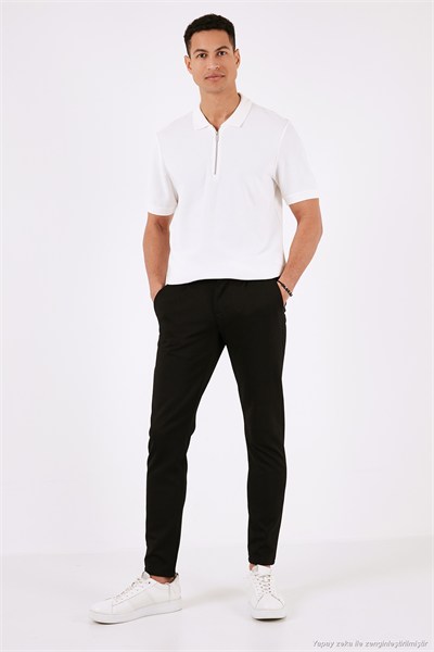 Pamuklu Regular Fit Yarım Fermuarlı 3lü Paket Erkek Polo Yaka T Shirt 5902434S3 Siyah-Siyah-Ekru