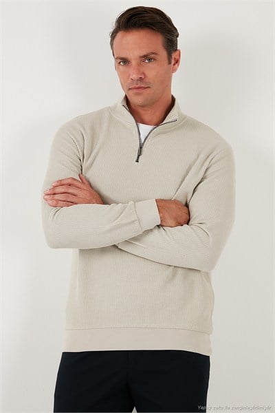 Pamuklu Regular Fit Yarım Fermuarlı Dik Yaka 2li Paket Erkek Sweat 5905716S2 Antrasit-Taş