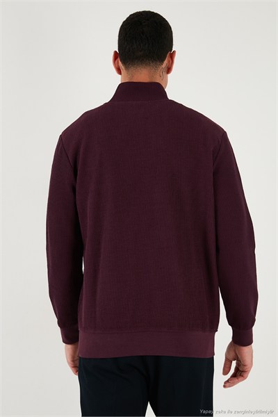 Pamuklu Regular Fit Yarım Fermuarlı Dik Yaka 2li Paket Erkek Sweat 5905716S2 ANTRASİT-VİŞNE