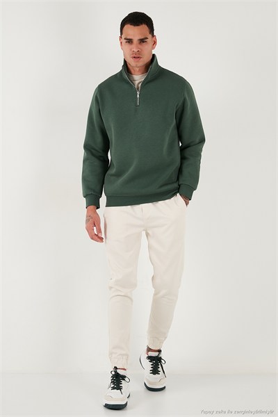 Pamuklu Regular Fit Yarım Fermuarlı Dik Yaka Şardonlu Erkek Sweat 59052592 NEFTİ