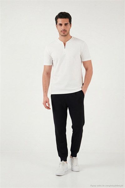 Pamuklu Regular Fit Yarım Fermuarlı Erkek T Shirt 5902653 BEYAZ