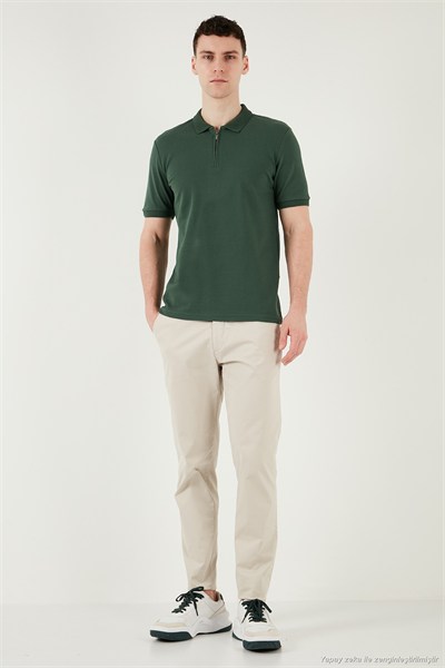 Pamuklu Regular Fit Yarım Fermuarlı Erkek Polo Yaka T Shirt 5903008 NEFTİ