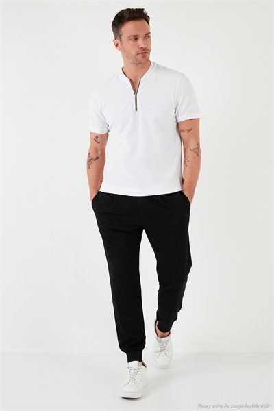 Pamuklu Regular Fit Yarım Fermuarlı Kolej Yaka 3lü Paket Erkek T Shirt 5902653S3 Siyah-Beyaz-Lacivert