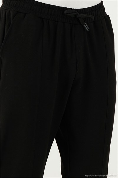 Pamuklu Regular Fit Yüksek Bel Düz Paça Çimalı Jogger Erkek Pantolon 5908058 SİYAH