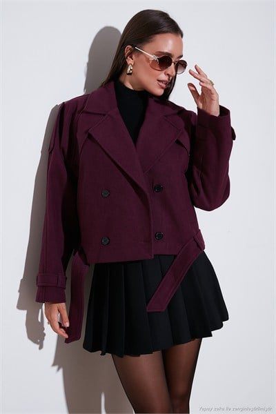 Pamuklu Regular Fit Yumuşak Dokulu Kaşe Kısa Kadın Kaban 6810286 BORDO