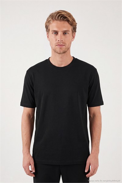 Pamuklu Relaxed Fit Bisiklet Yaka Basic Erkek T Shirt 5905884 SİYAH