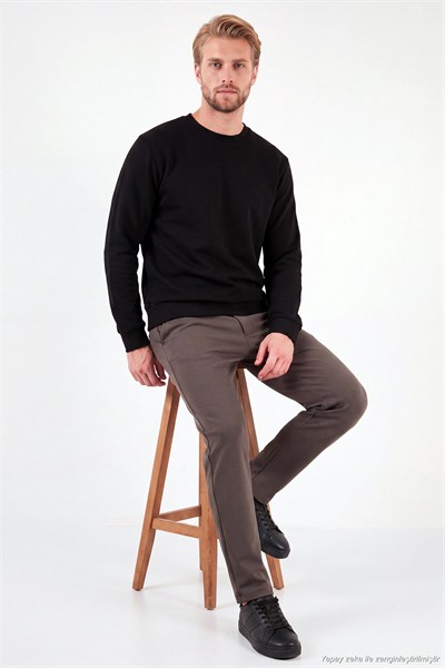 Pamuklu Relaxed Fit Bisiklet Yaka Erkek Sweat 5901257 SİYAH