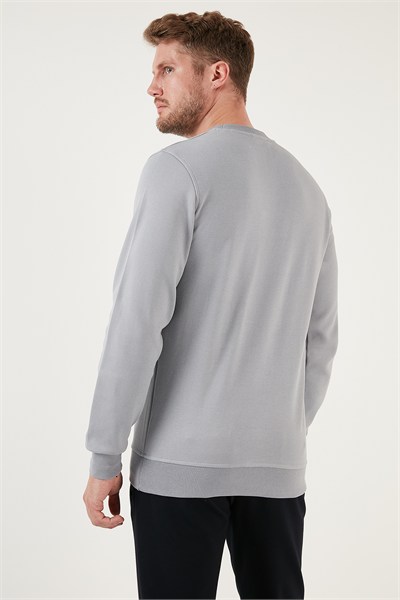Pamuklu Relaxed Fit Bisiklet Yaka Erkek Sweat 5905453 AÇIK GRİ