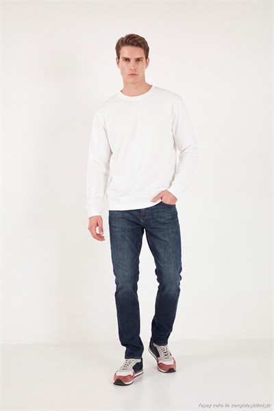 Pamuklu Relaxed Fit Bisiklet Yaka Erkek Sweat 5901257 EKRU