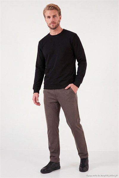 Pamuklu Relaxed Fit Bisiklet Yaka Erkek Sweat 5901257 SİYAH