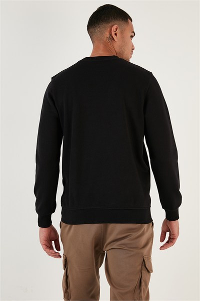Pamuklu Relaxed Fit Bisiklet Yaka Erkek Sweat 5905453 SİYAH