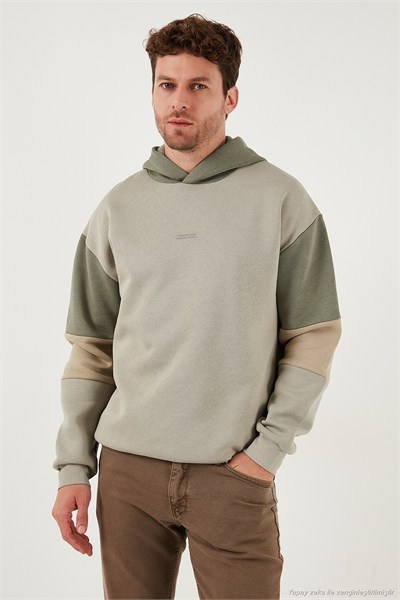 Pamuklu Relaxed Fit Kapüşonlu İçi Tüylü Yumuşak Şardonlu 2 li Paket Erkek Sweat 5905299S2 EKRU-TAŞ