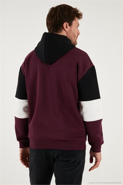 Pamuklu Relaxed Fit Kapüşonlu İçi Tüylü Yumuşak Şardonlu 2 li Paket Erkek Sweat 5905299S2 EKRU-VİŞNE