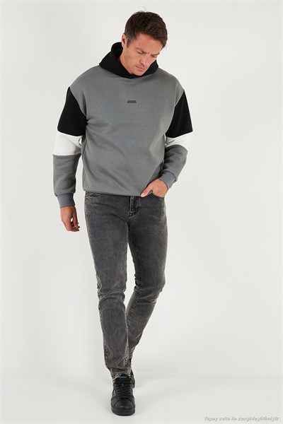 Pamuklu Relaxed Fit Kapüşonlu İçi Tüylü Yumuşak Şardonlu Erkek Sweat 5905299 AÇIK HAKİ
