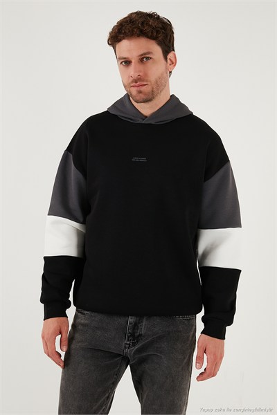 Pamuklu Relaxed Fit Kapüşonlu İçi Tüylü Yumuşak Şardonlu 2 li Paket Erkek Sweat 5905299S2 EKRU-SİYAH