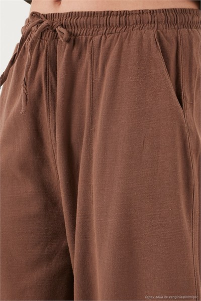 Pamuklu Relaxed Fit Normal Bel Daralan Paça Kadın Pantolon 668YP5198 KAHVE