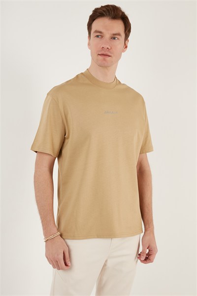 Pamuklu Relaxed Fit Sıfır Yaka Erkek T Shirt 5902702 CAMEL