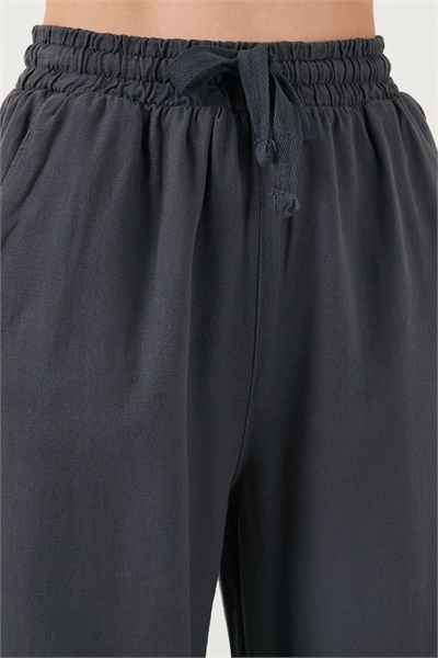 Pamuklu Relaxed Fit Yüksek Bel Bol Paça Kadın Pantolon 668YP5118 ANTRASİT