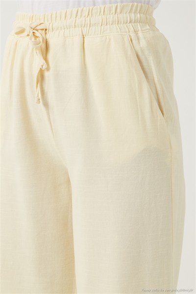Pamuklu Relaxed Fit Yüksek Bel Geniş Paça Kadın Pantolon 668YP5275 SARI