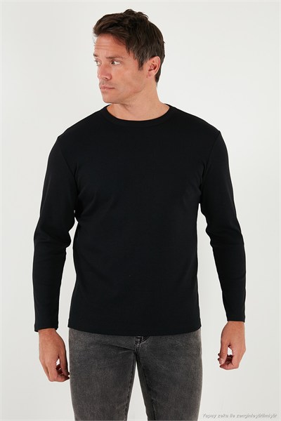 Pamuklu Slim Fit Bisiklet Yaka Basic Erkek Sweat 59050741 SİYAH