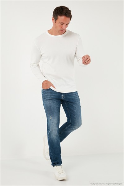 Pamuklu Slim Fit Bisiklet Yaka Basic Erkek Sweat 59050741 EKRU