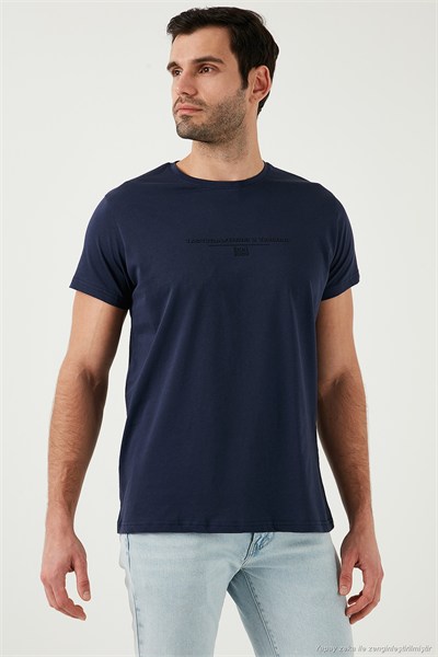 Pamuklu Slim Fit Bisiklet Yaka Erkek T Shirt 541TACTICAL LACİVERT