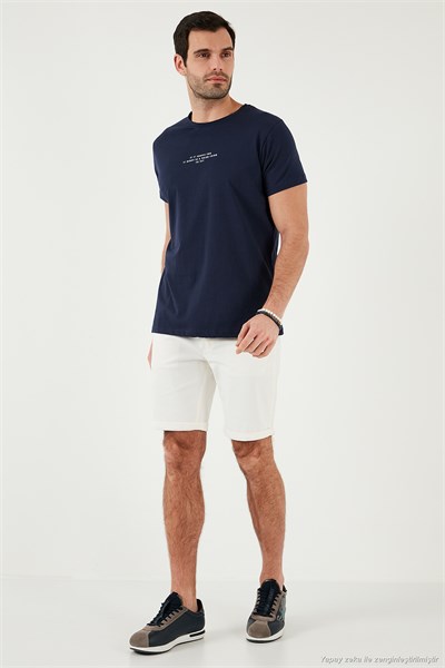 Pamuklu Slim Fit Bisiklet Yaka Erkek T Shirt 541IFIT LACİVERT