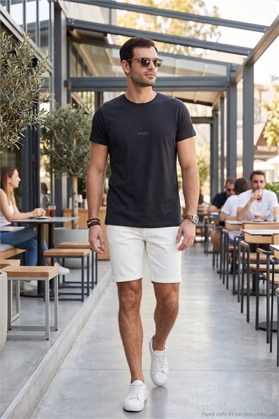 Pamuklu Slim Fit Bisiklet Yaka Erkek T Shirt 541PERSPECTIVE KOYU ANTRASİT