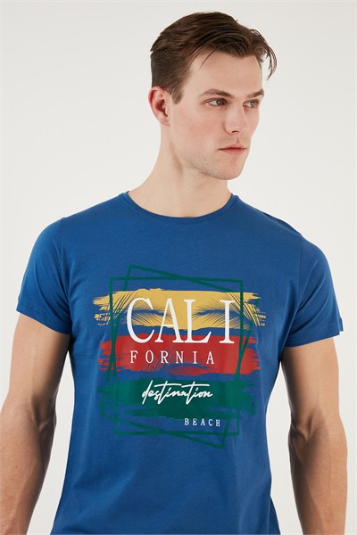 Pamuklu Slim Fit Bisiklet Yaka Erkek T Shirt 541CALIFORNIA24 PARLIAMENT