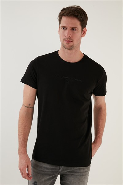 Pamuklu Slim Fit Bisiklet Yaka Erkek T Shirt 541TACTICAL SİYAH
