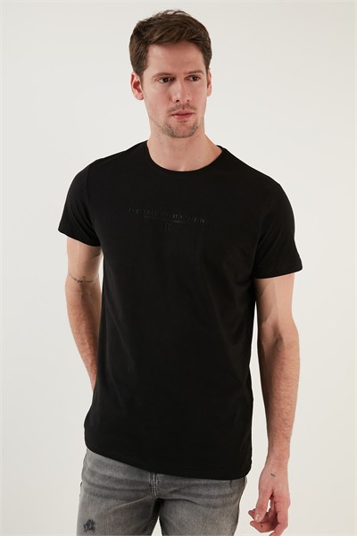 Pamuklu Slim Fit Bisiklet Yaka Erkek T Shirt 541TACTICAL SİYAH
