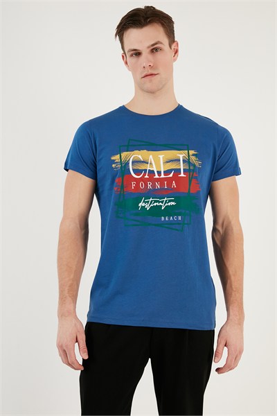 Pamuklu Slim Fit Bisiklet Yaka Erkek T Shirt 541CALIFORNIA24 PARLIAMENT