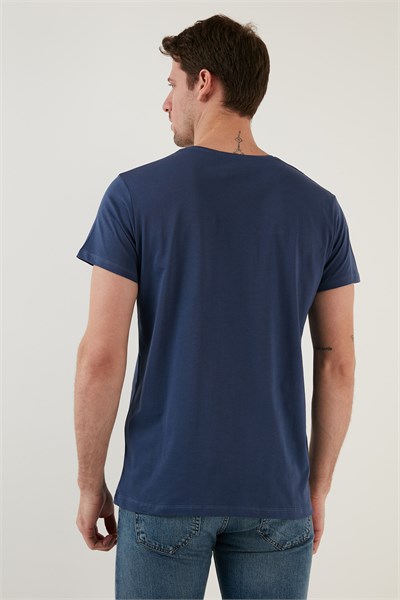 Pamuklu Slim Fit Bisiklet Yaka Erkek T Shirt 541TACTICAL AÇIK LACİVERT
