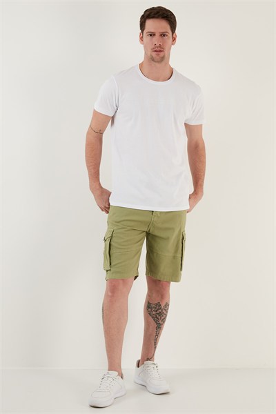 Pamuklu Slim Fit Bisiklet Yaka Erkek T Shirt 541TACTICAL BEYAZ