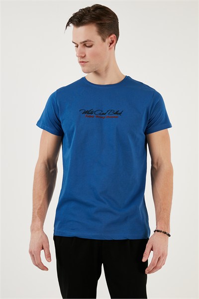 Pamuklu Slim Fit Bisiklet Yaka Yazılı Erkek T Shirt 541ENJOY PARLIAMENT