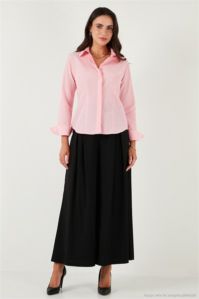 Pamuklu Slim Fit Klasik Yaka Kadın Gömlek 6777423 Şeker Pembe