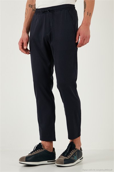 Pamuklu Slim Fit Lastikli Bel Boru Paça Erkek Pantolon 5545S87JMILANO KOYU LACİVERT